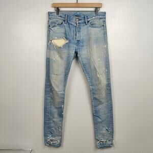 John Elliott The Cast 2 Bleached Indigo Jeans Mens‎ 30 Distressed Made in Japan
